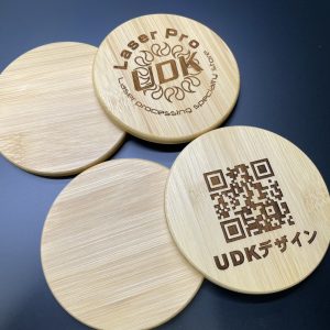 バンブー（竹製）コースター　名入れ・ロゴ彫刻対応