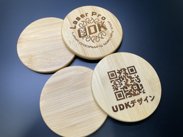 バンブー（竹製）コースター　名入れ・ロゴ彫刻対応